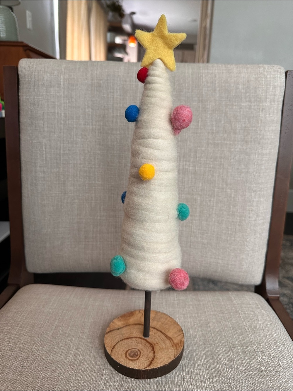 NWT Sundance Whimsical Felted Christmas Tree with Star and Multicolor Pom-Poms